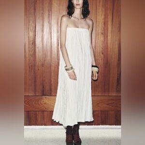 Zara Hemp Elegant White Strapless Dress